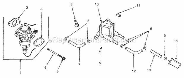 20hp Fuel System Diagram and Parts List for Z54 53AC385K100 Cub Cadet Lawn Mower